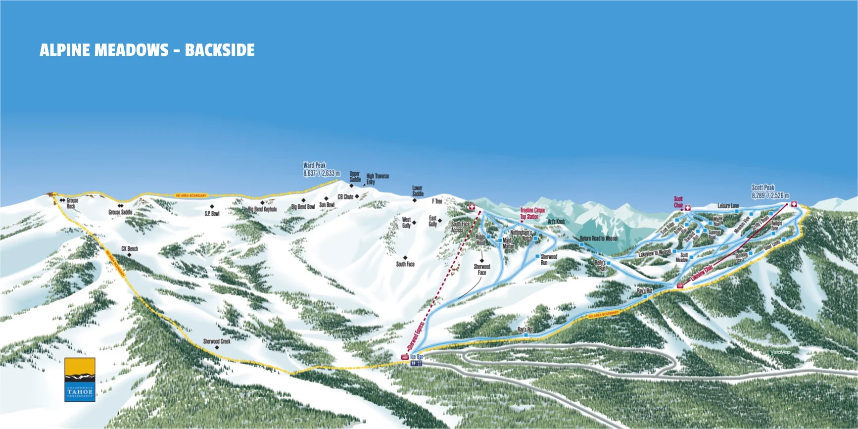 Palisades Tahoe Trail Map - Alpine Meadows Backside