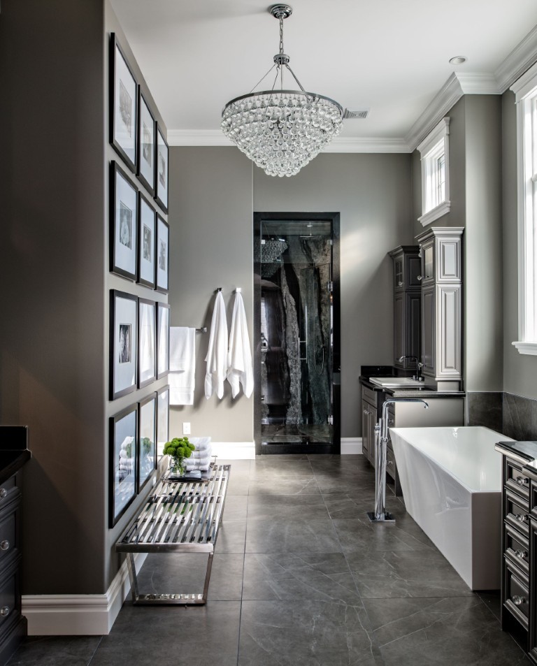 Image of Luxurious primary ensuite bathroom with freestanding tub, double vanity, and spa-like shower by KHD Homes.