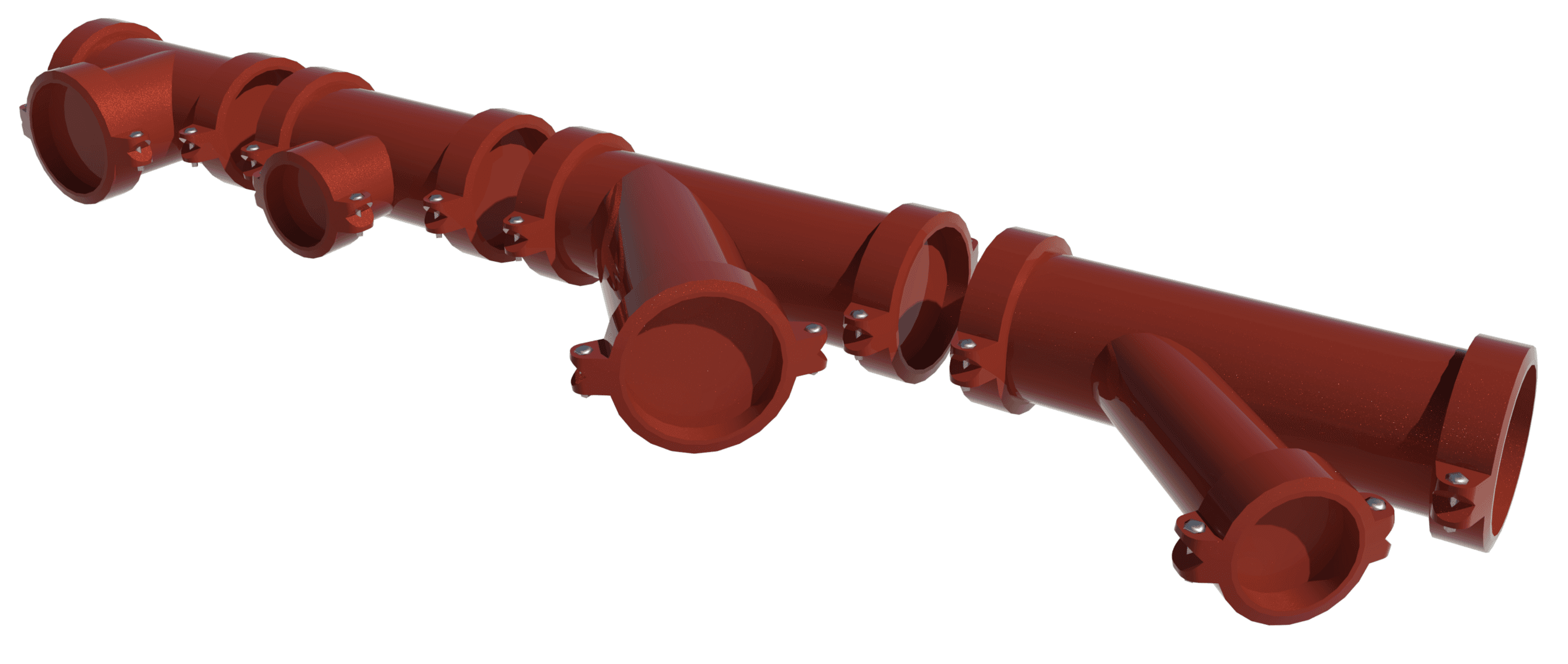 Equal tee, reducing tee, equal wye and reducing wye capable from one family.
