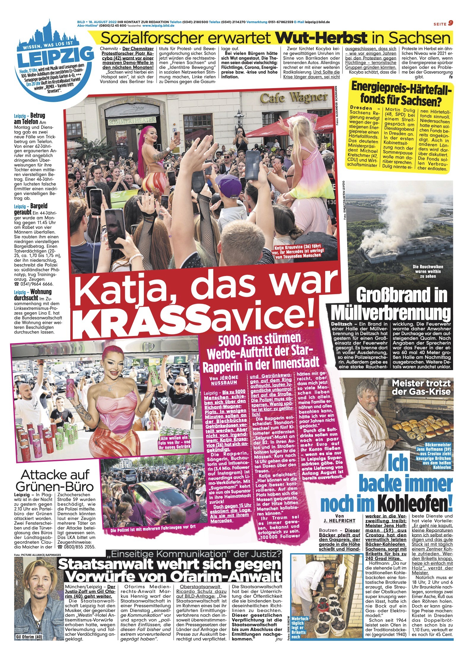 Zeitungsseite aus dem Leipziger Lokalteil 2022