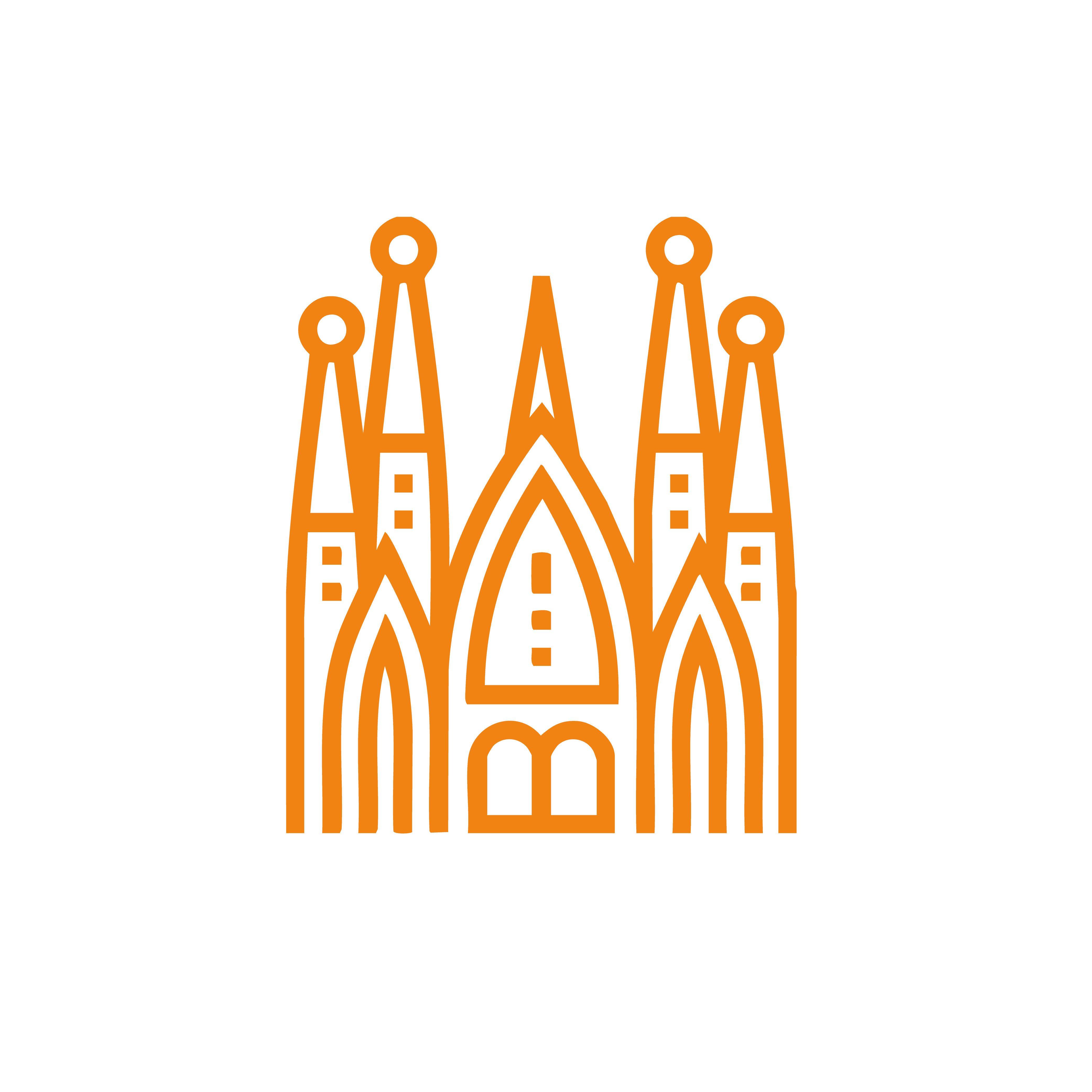 An orange icon of the Sagrada Família