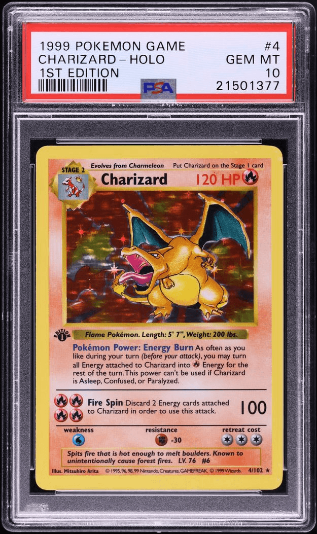 1999 Pokemon Base Set Shadowless 1st Edition Holo Charizard #4 PSA 10 GEM MINT