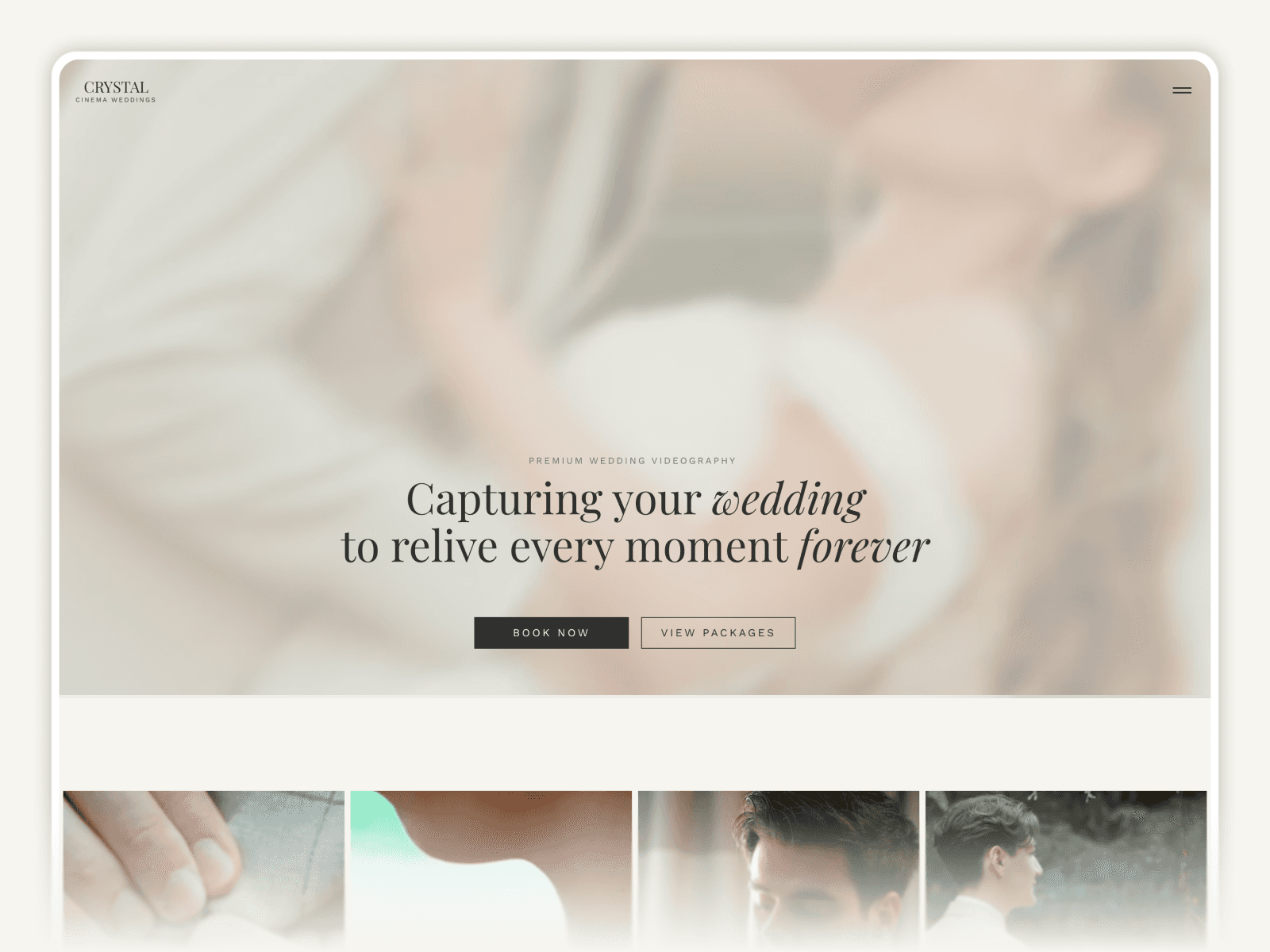 Crystal Cinema Weddings website homepage design