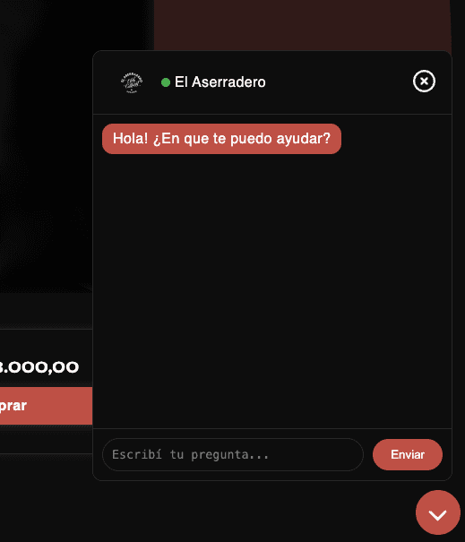 chat automatico en la pagina del evento para responder 24/7