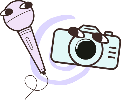 Illustration of a mic and camera symbolizing going live on House.