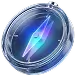 Transparent compass with glowing blue needle