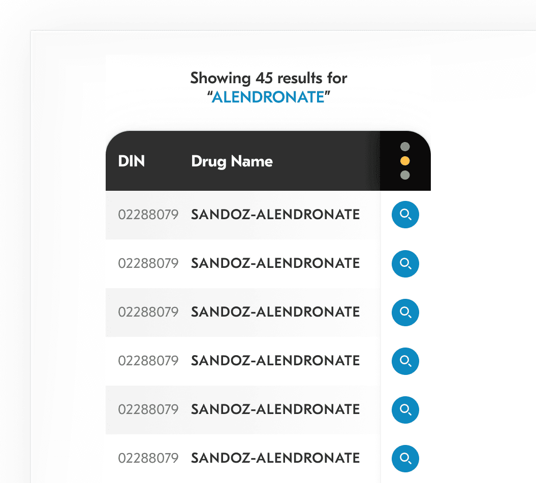 Detailed Shot of the Medication List and Icons