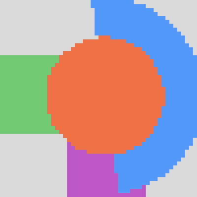 A visualization of selection hover areas for Rive