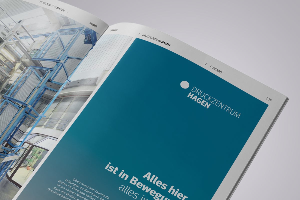 Imagebroschüre im Zeitungsformat – produziert auf hauseigenen Druckmaschinen