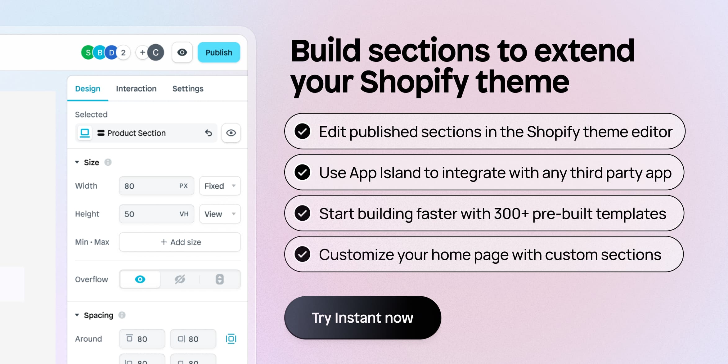 build shopify theme sections cta