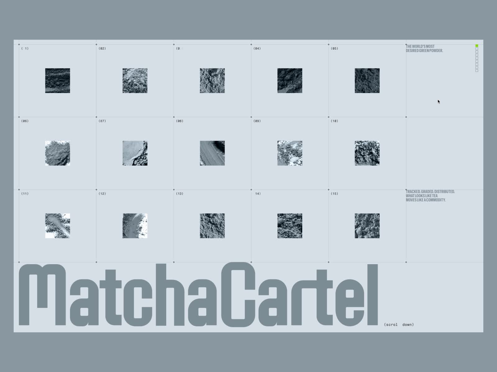 Matcha Cartel interactive hero gallery interface