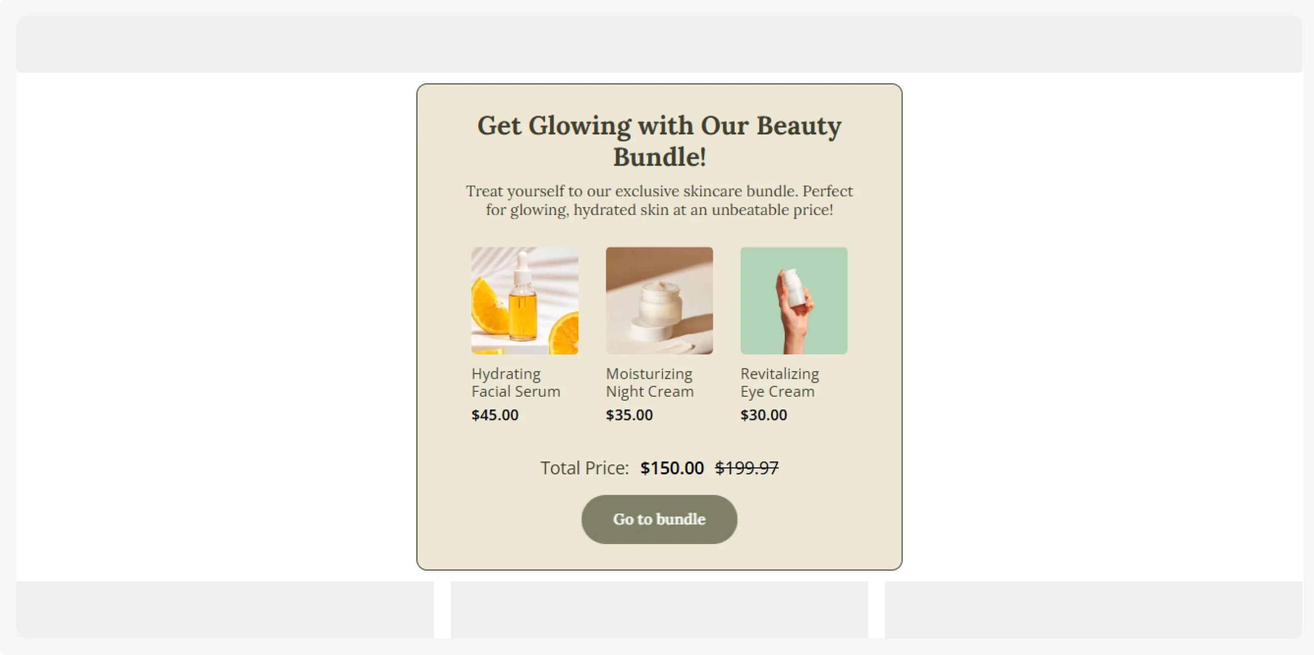 Claspo product upsell template with a higher-value bundle recommendation