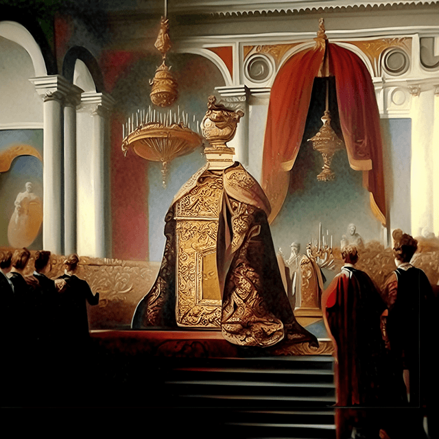 A Guerlain Bee Bottle reinterpreted as the emperor Napoléon III through generative AI.