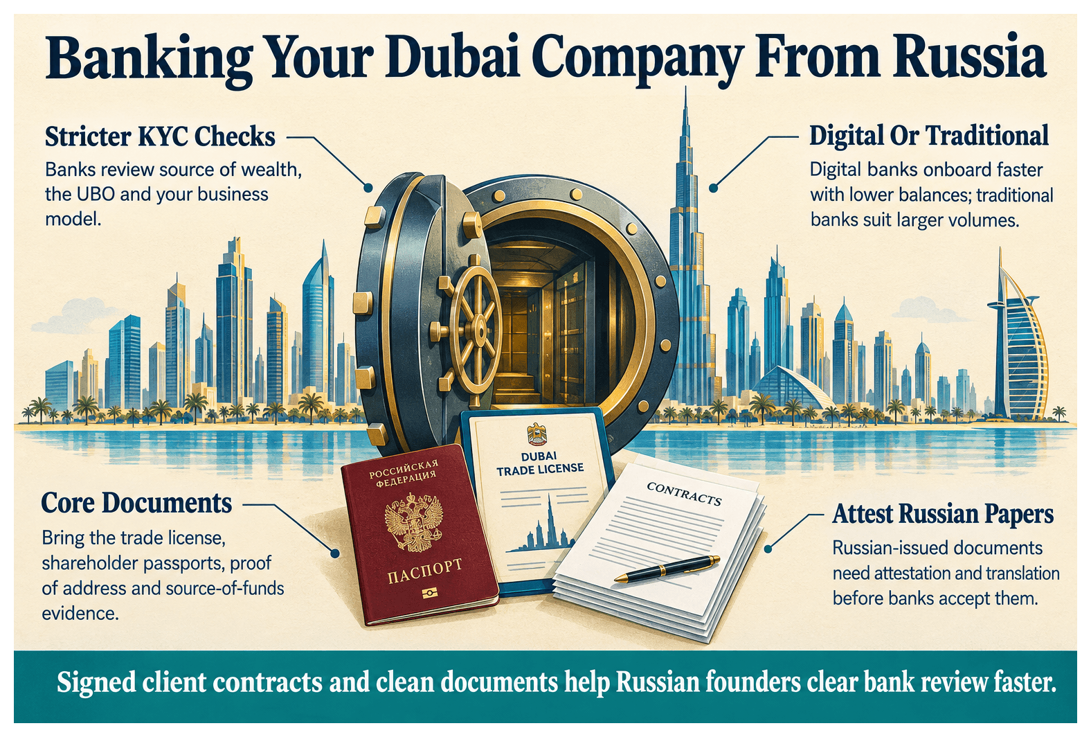 Infographic: How Russian Founders Can Open a UAE Corporate Bank Account