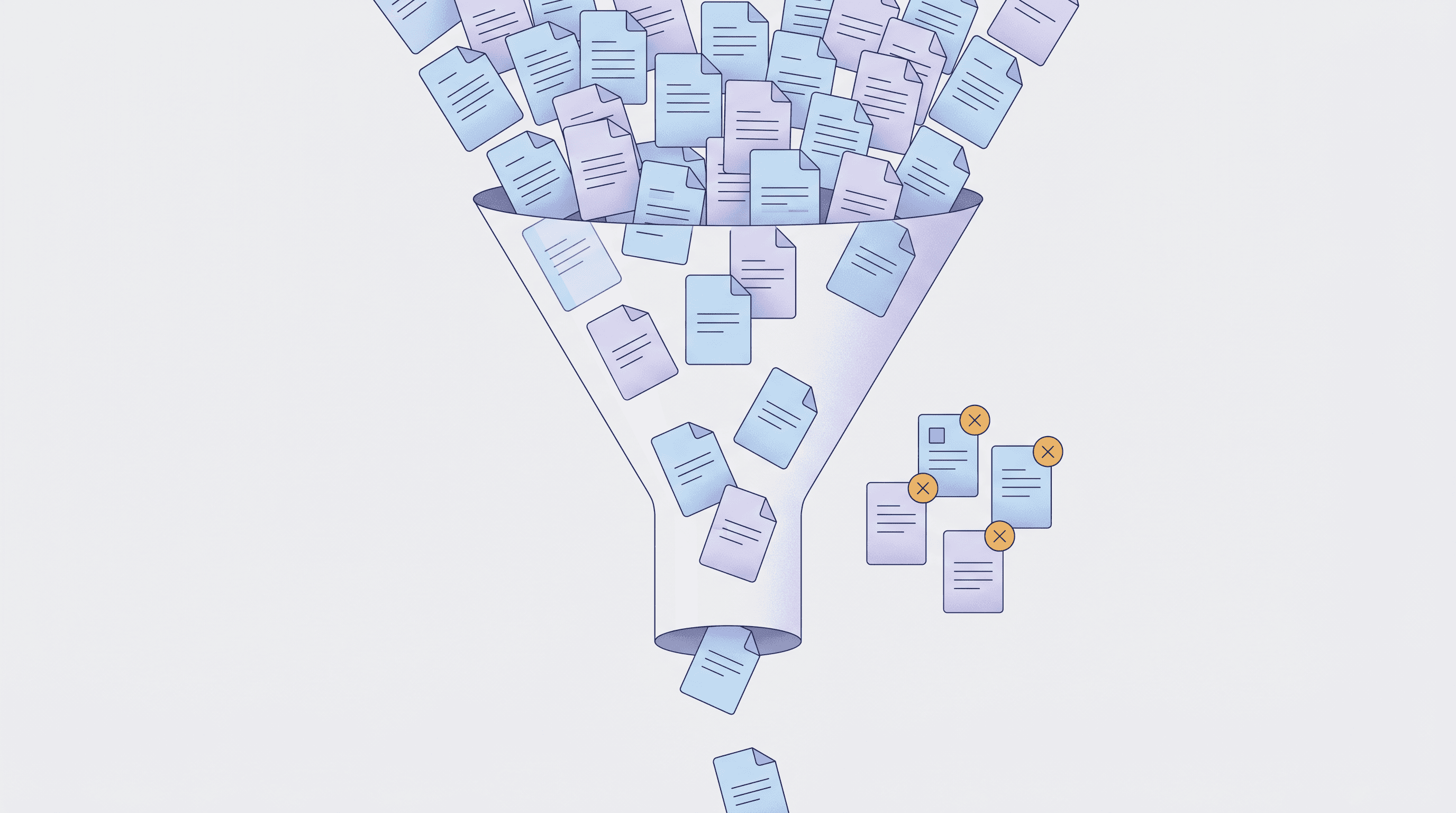 Document funnel narrowing with rejected sheets