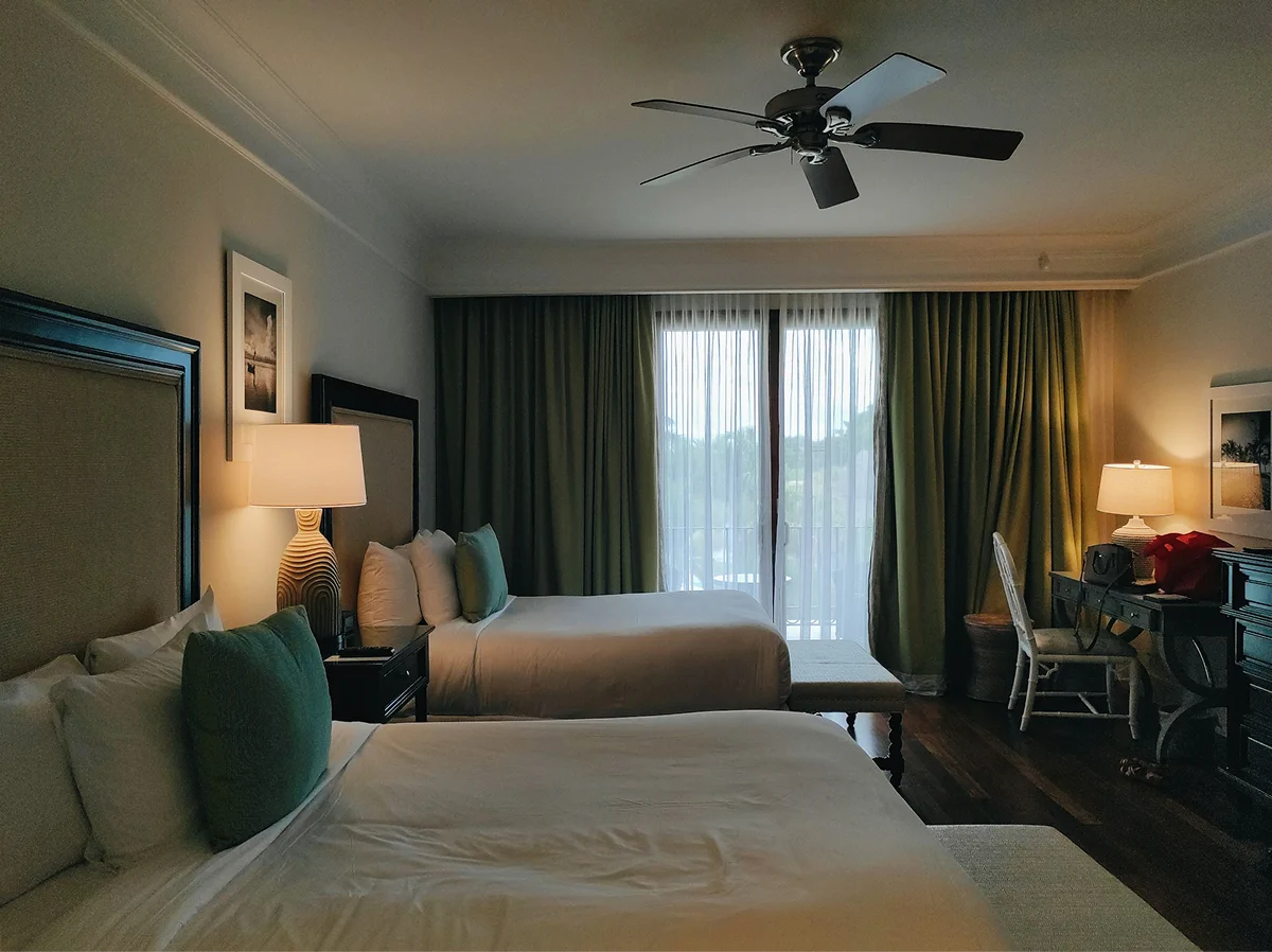 Twin room with two beds and a window.