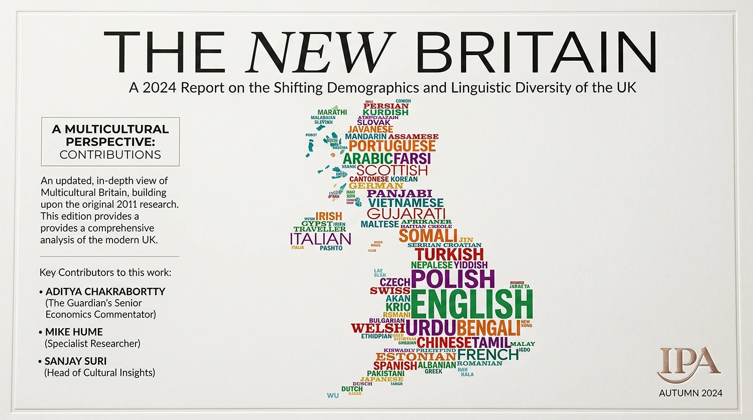 The New Britain 2024 report cover with UK language map for mediareach demographic and multicultural marketing insights