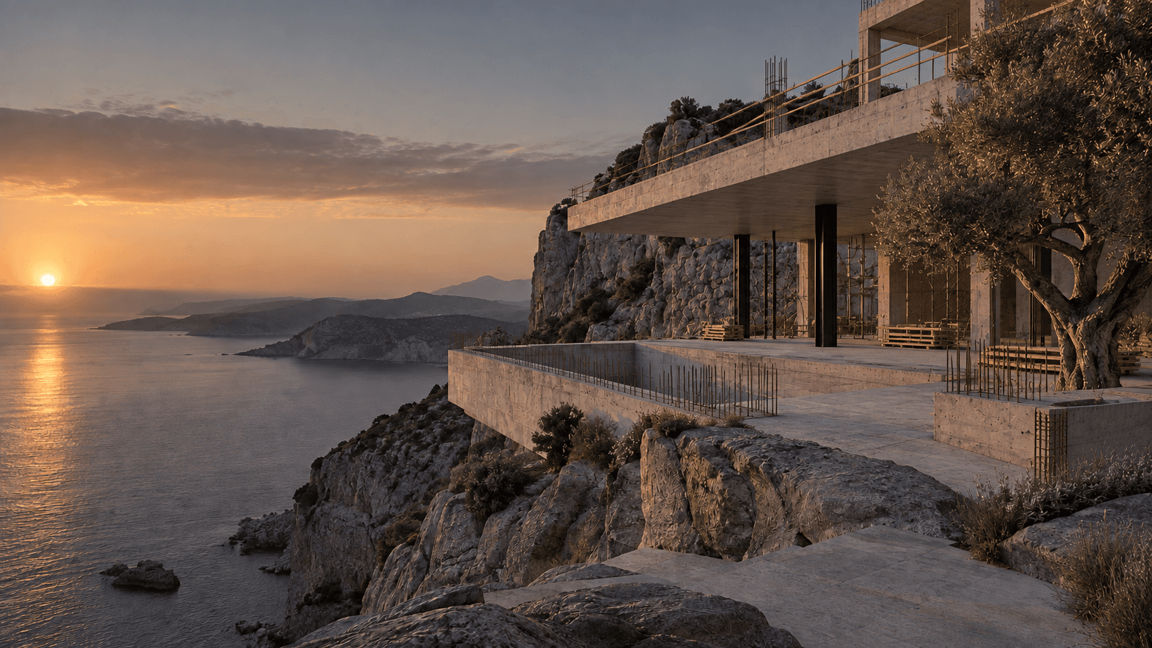 structure stage of coastal villa construction