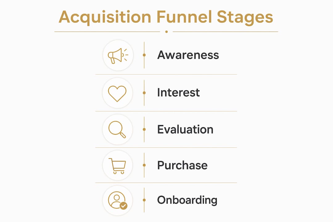Infographic illustrating customer acquisition funnel stages
