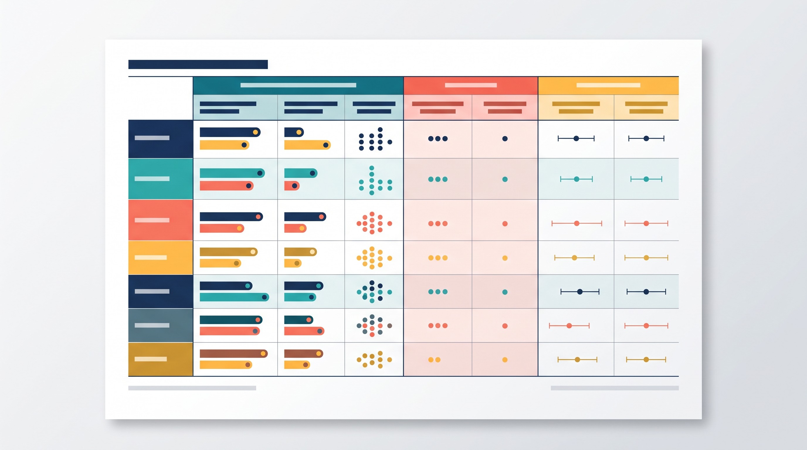 Example statistical results table comparing research groups