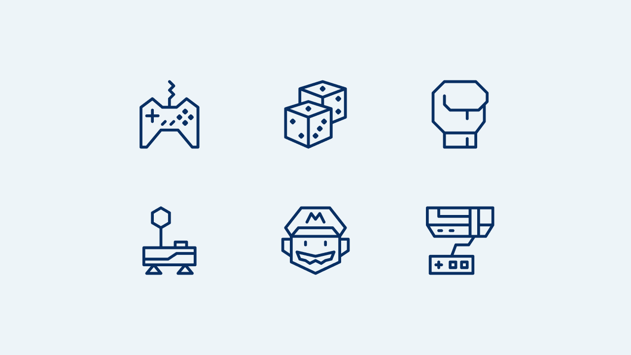 Cyber Line Gaming Icon Set