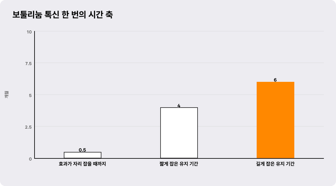 보툴리눔 톡신 한 번의 시간 축