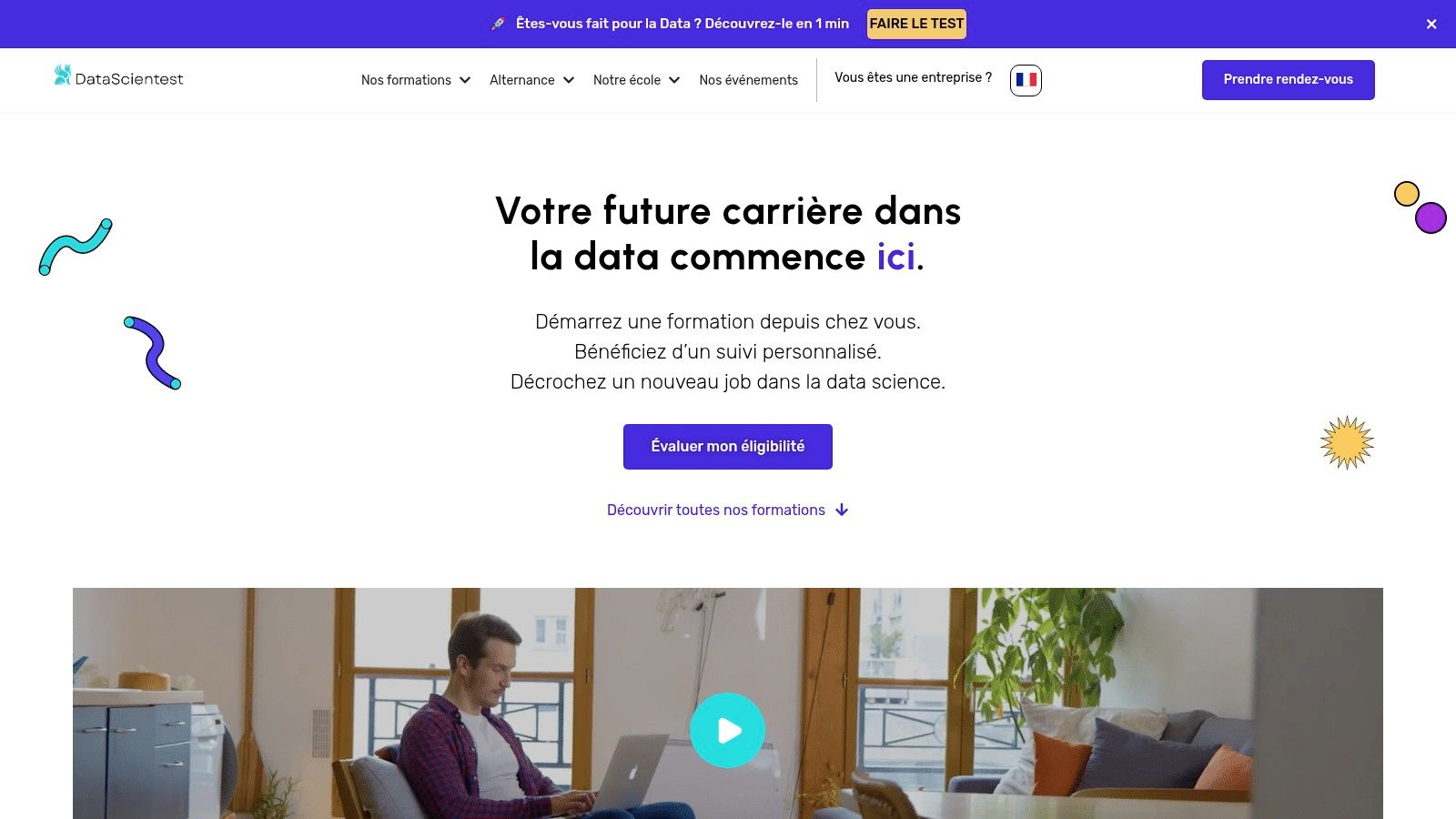 Interface de la plateforme DataScientest