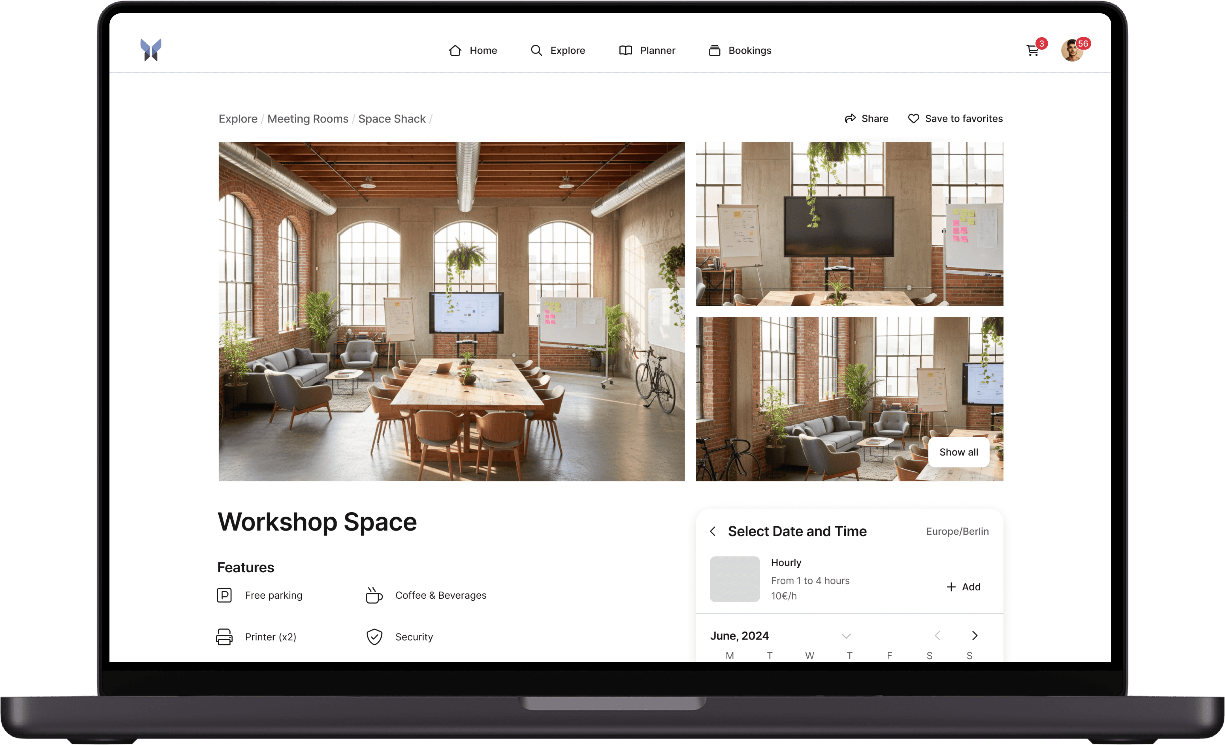 Room booking via desktop app