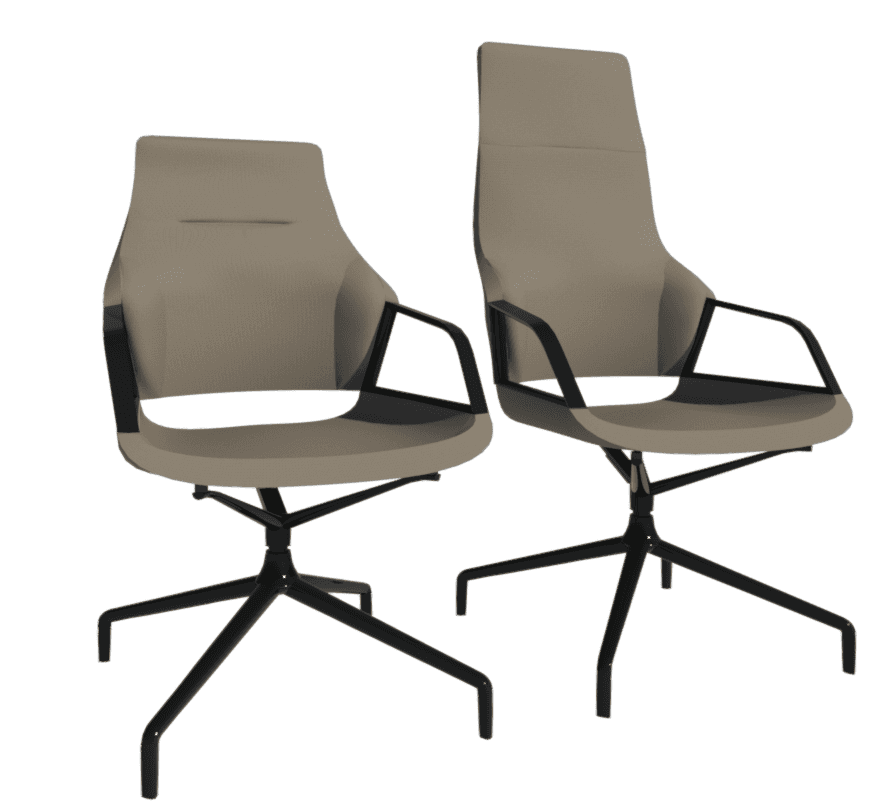 Graph chair in medium and high backrest models. 