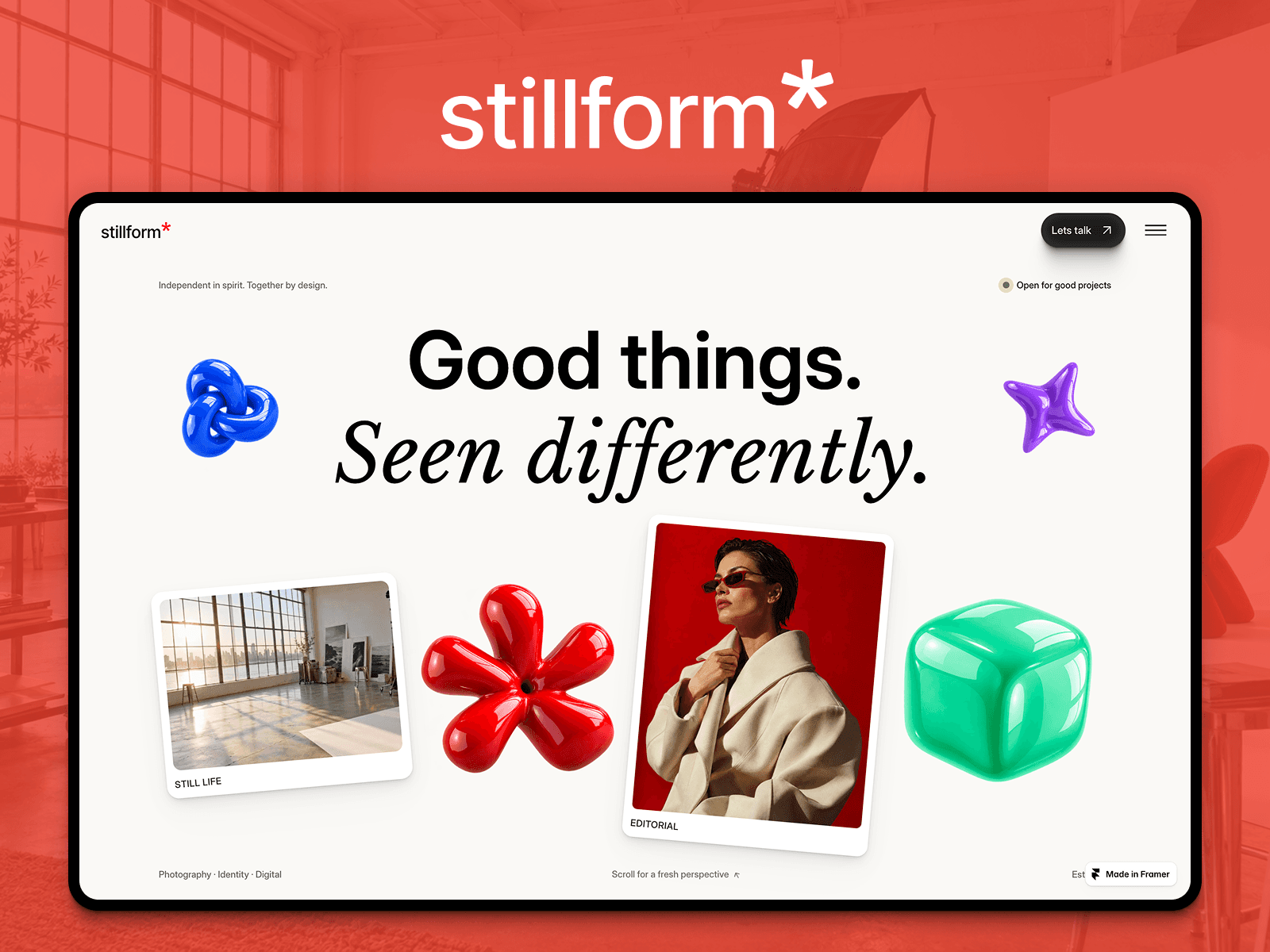 Stillform Framer template preview