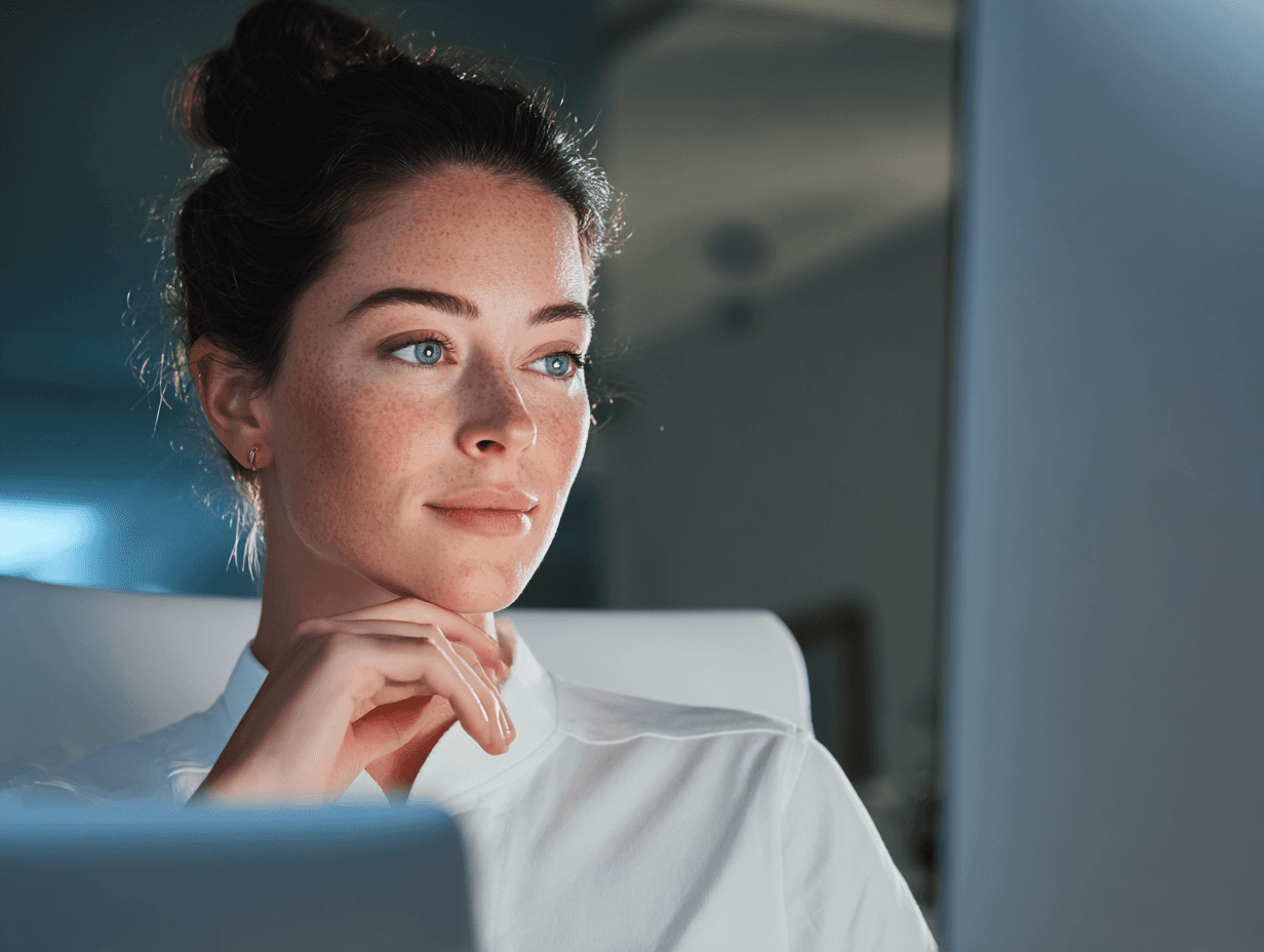 Med spa owner reviewing multiple dashboards and marketing reports, unsure where revenue is coming from