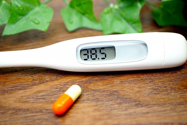 38.5度を指した体温計
