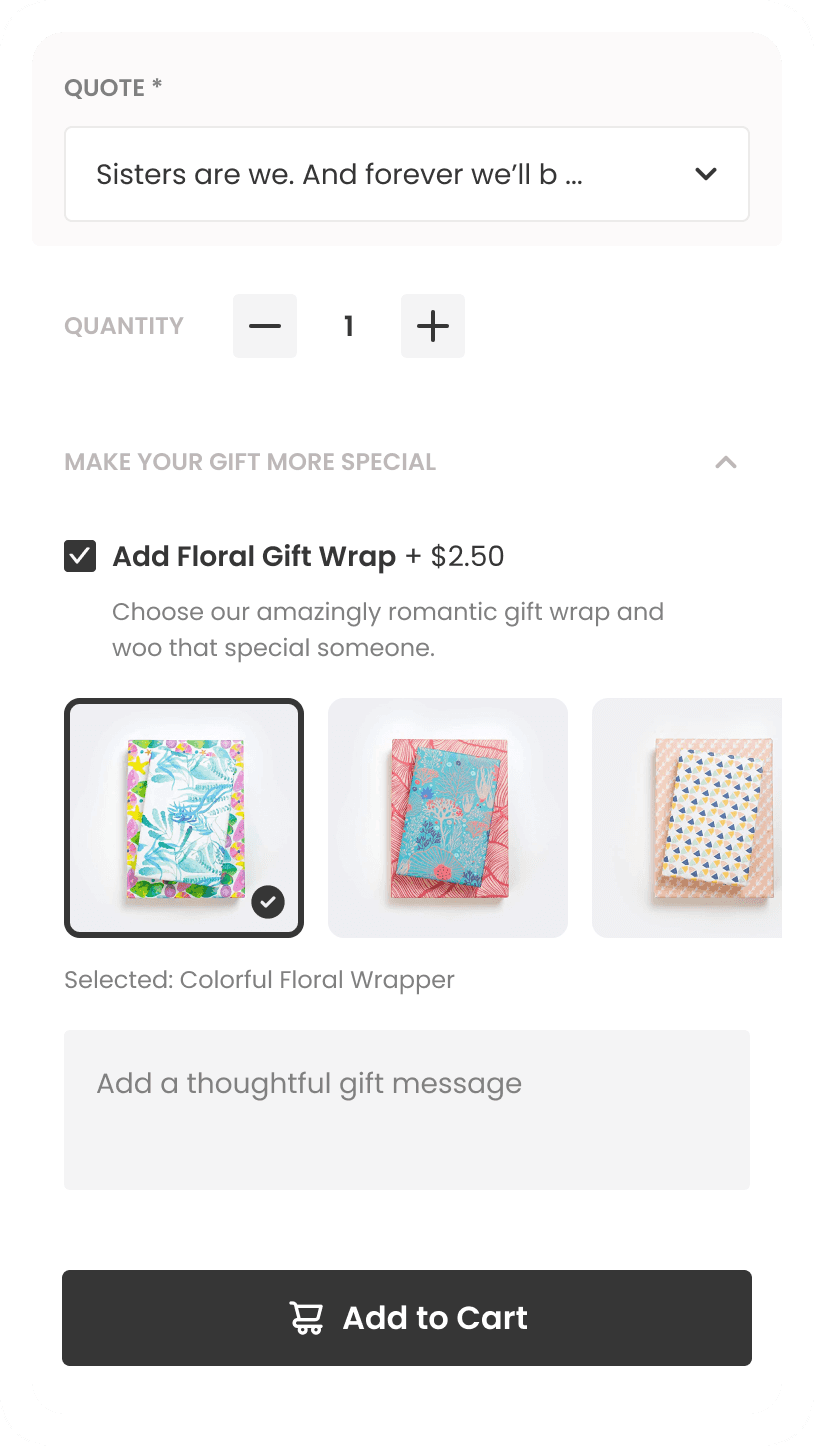 addon service options before adding to cart