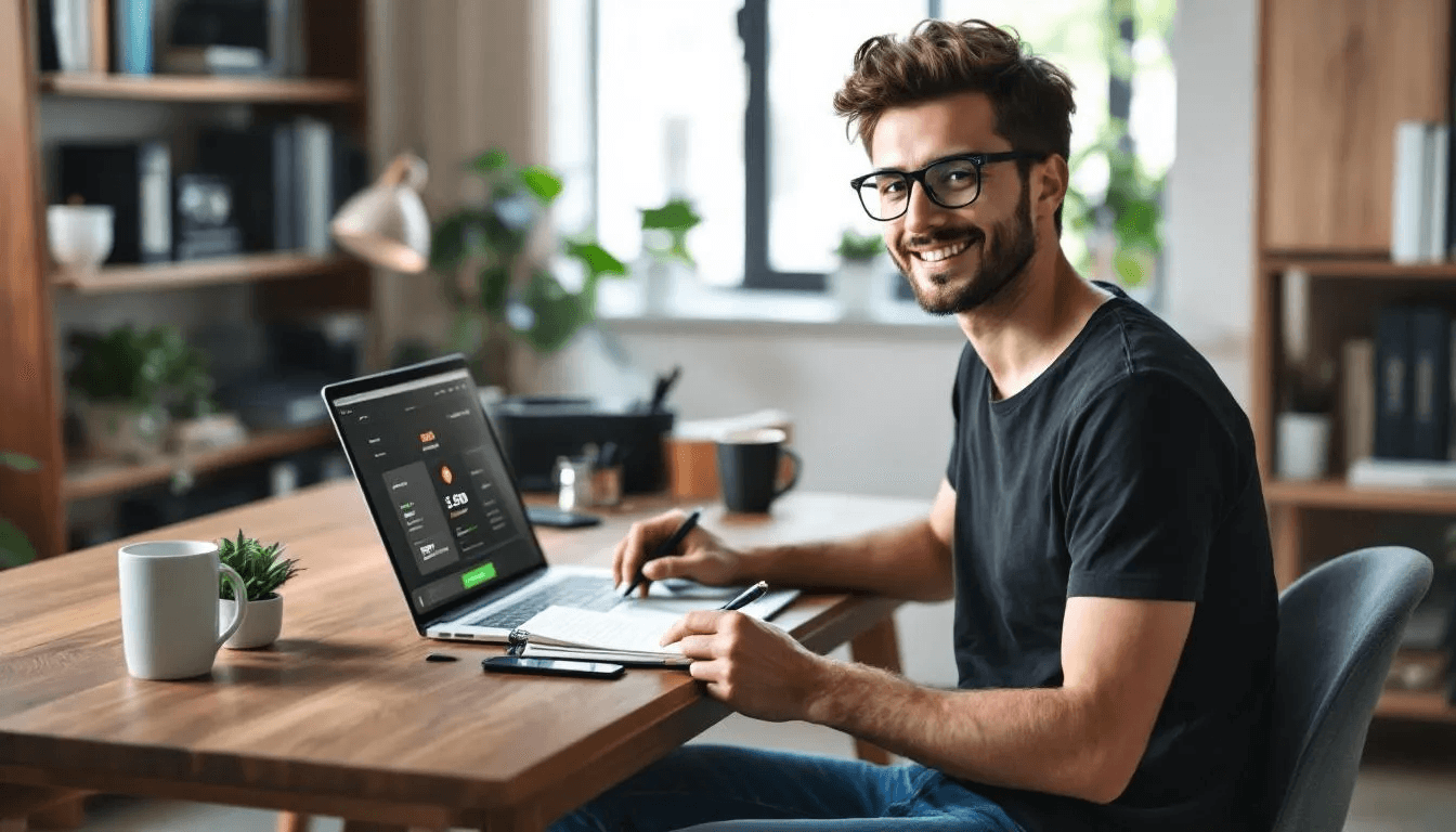 A new cryptocurrency investor is sitting at a desk, surrounded by books and a laptop, learning about Bitcoin security measures and the importance of protecting their digital assets. They are focused on understanding how to safely buy Bitcoin, avoid phishing scams, and navigate crypto exchanges to ensure secure transactions in the volatile crypto markets.