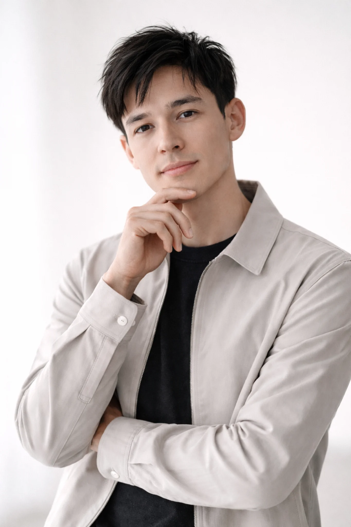 Casual male portrait with thoughtful pose