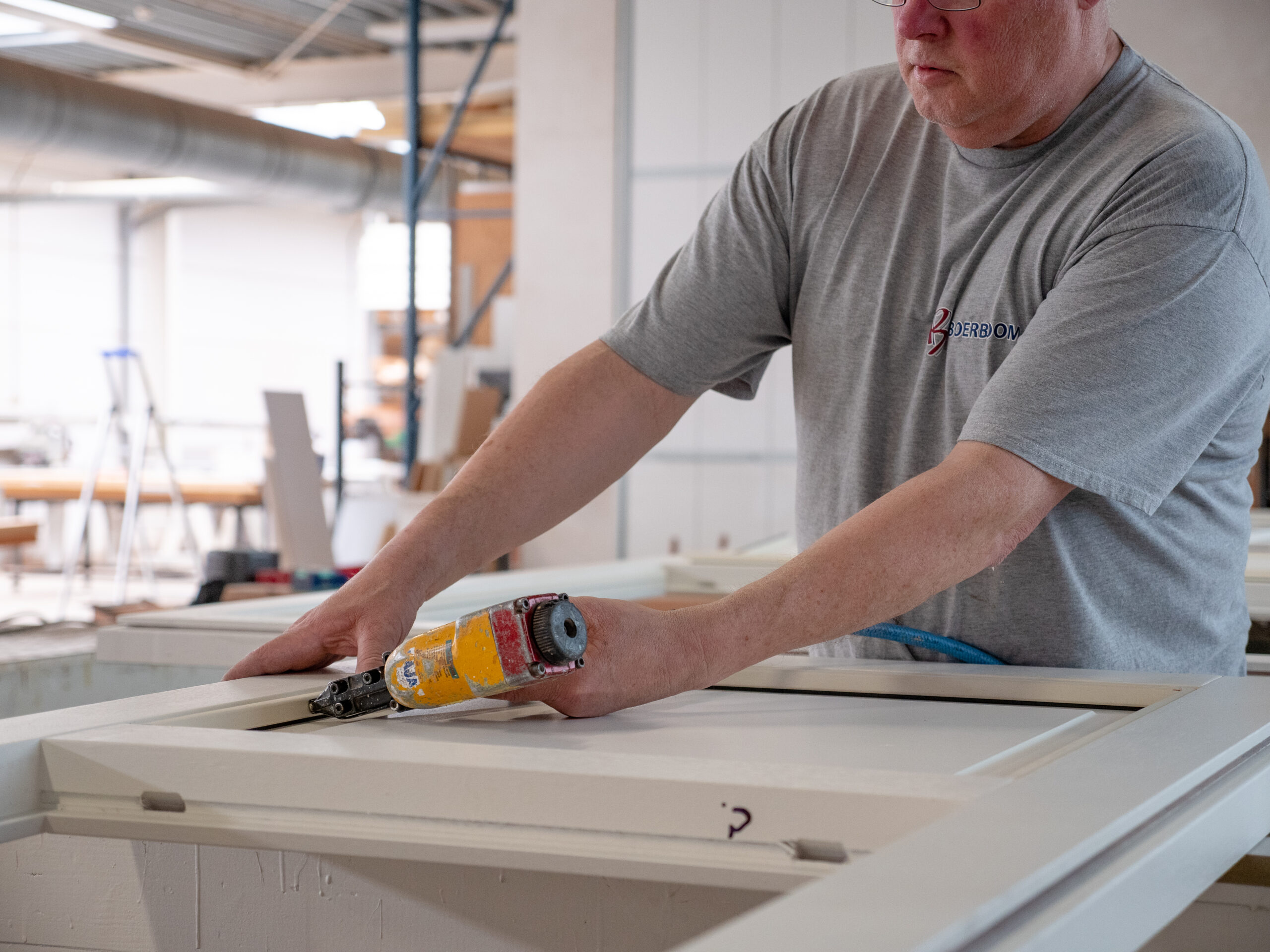 Man with drilling machine