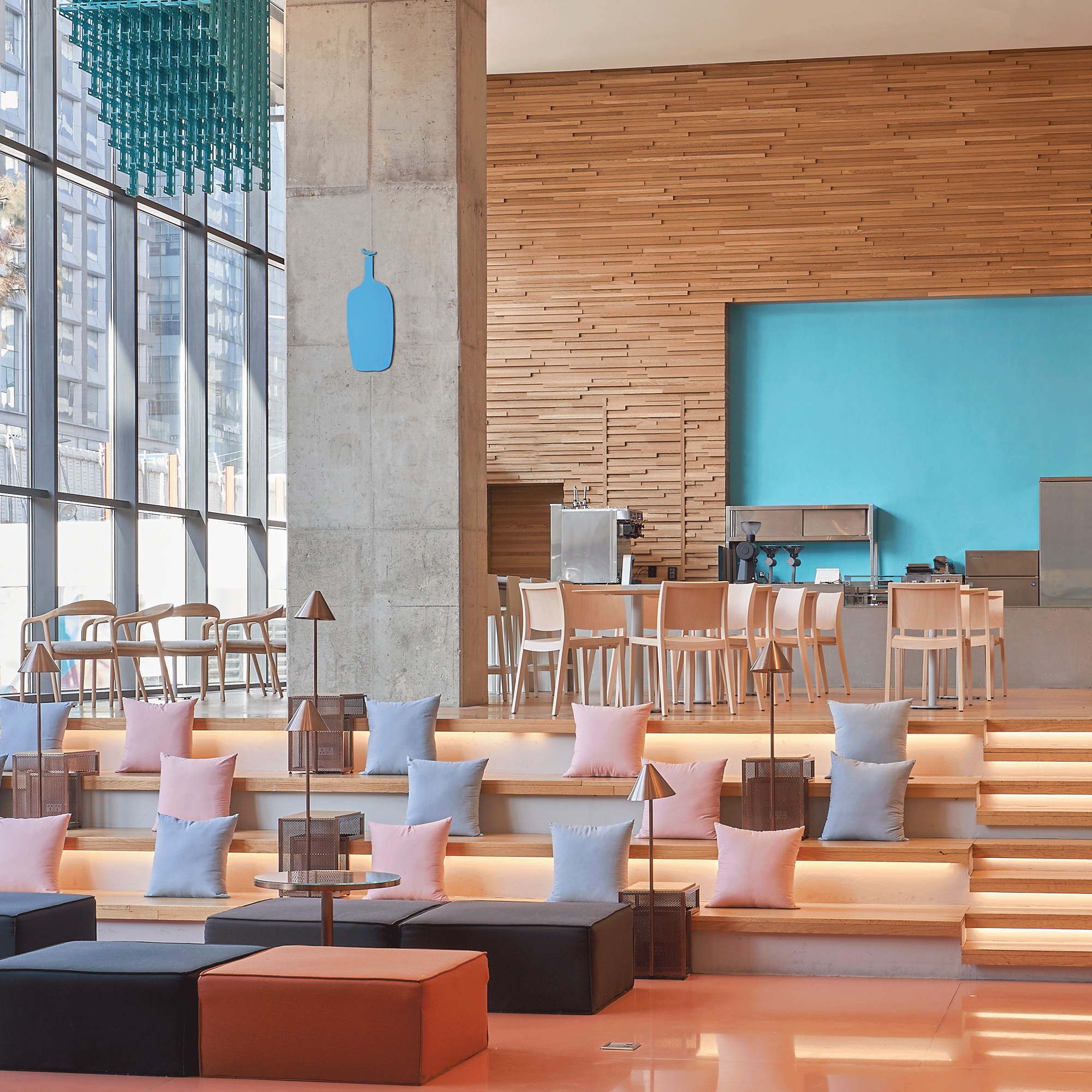Blue bottle interior