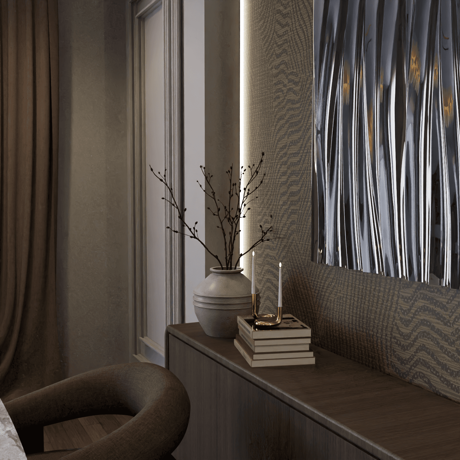 Close up sideboard decor