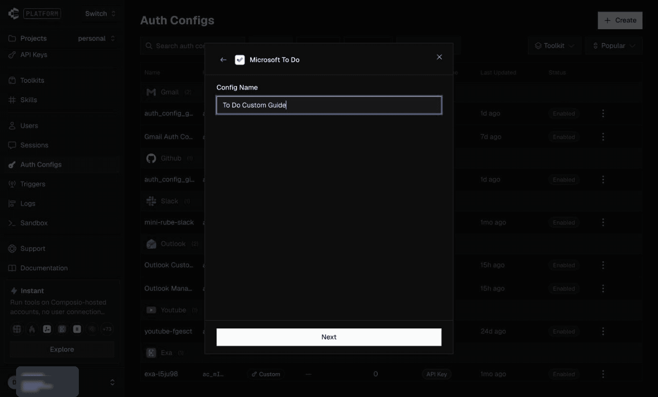 To Do config name