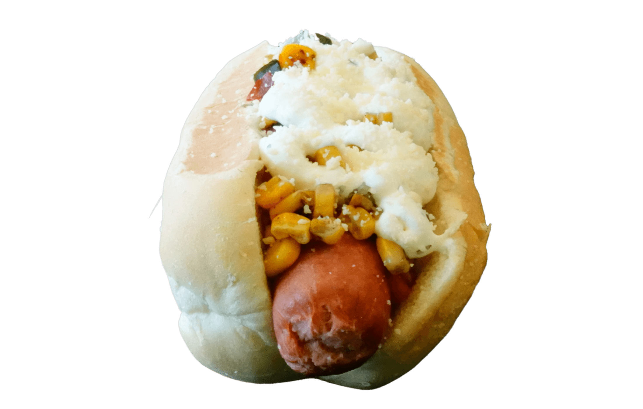 Elote style hot dog