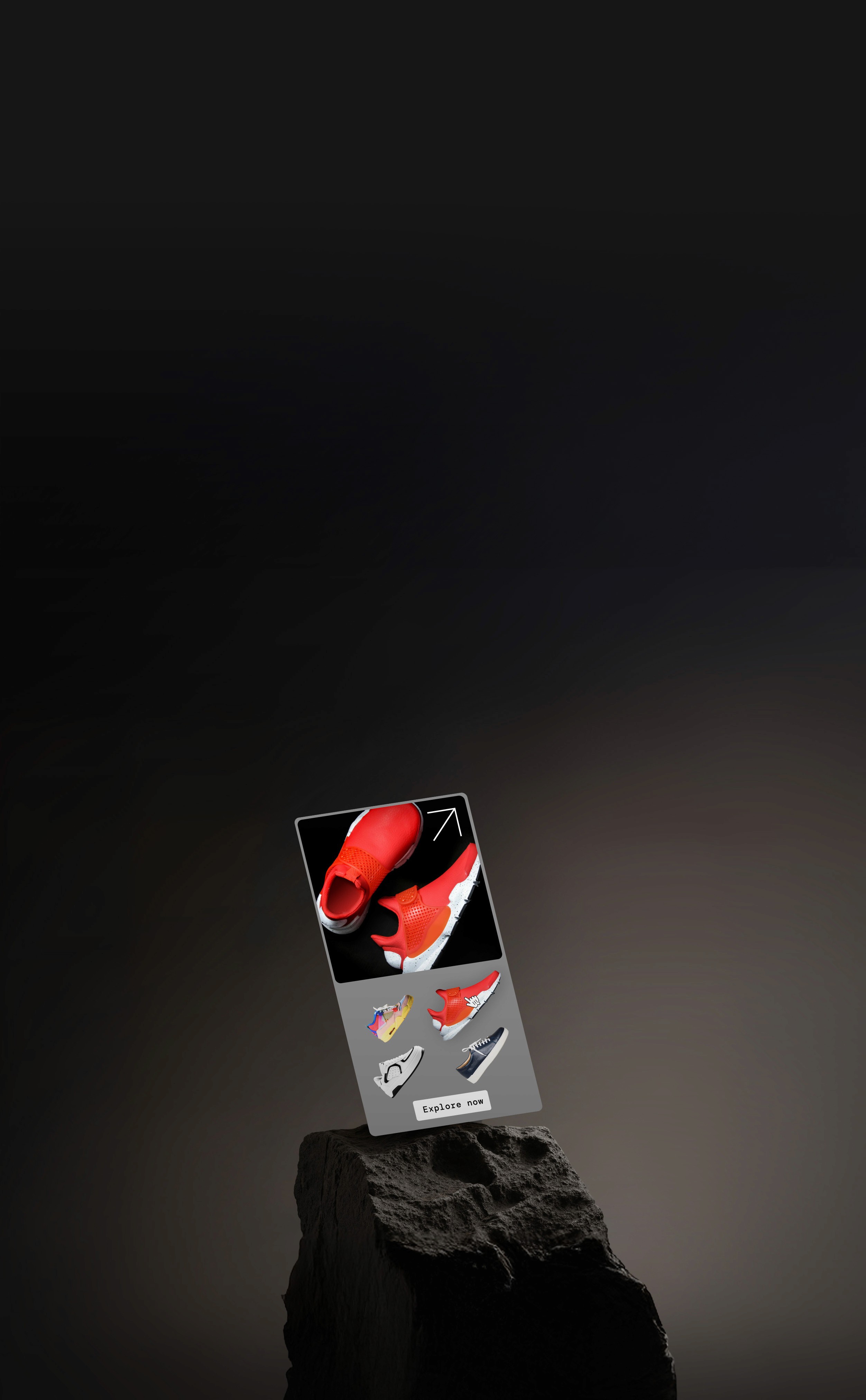 close-up with a screen with loading spinner, lying on a piece of rock