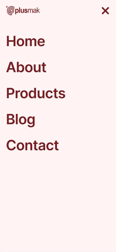 Mobile website mockup menu open
