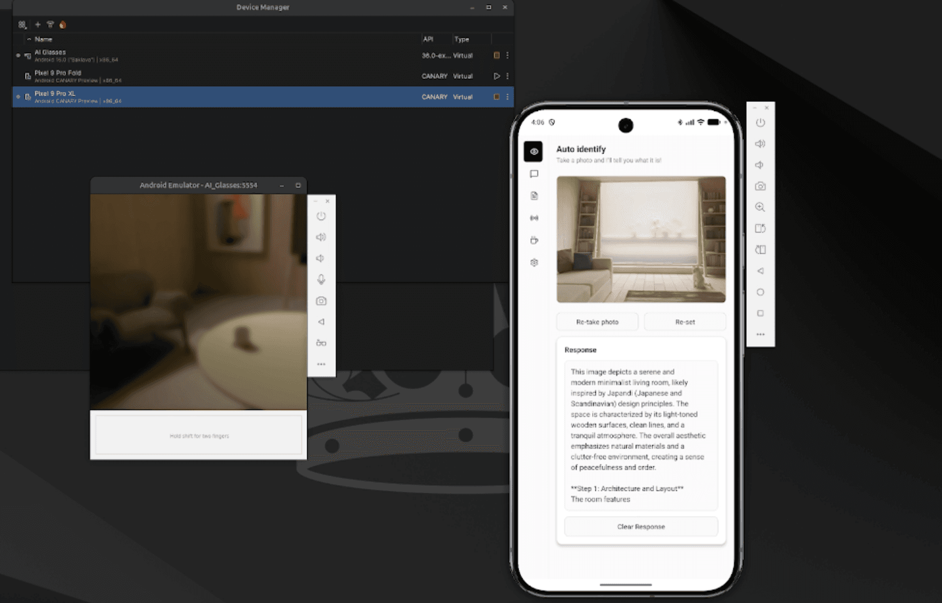 Android XR AI Glasses emulator