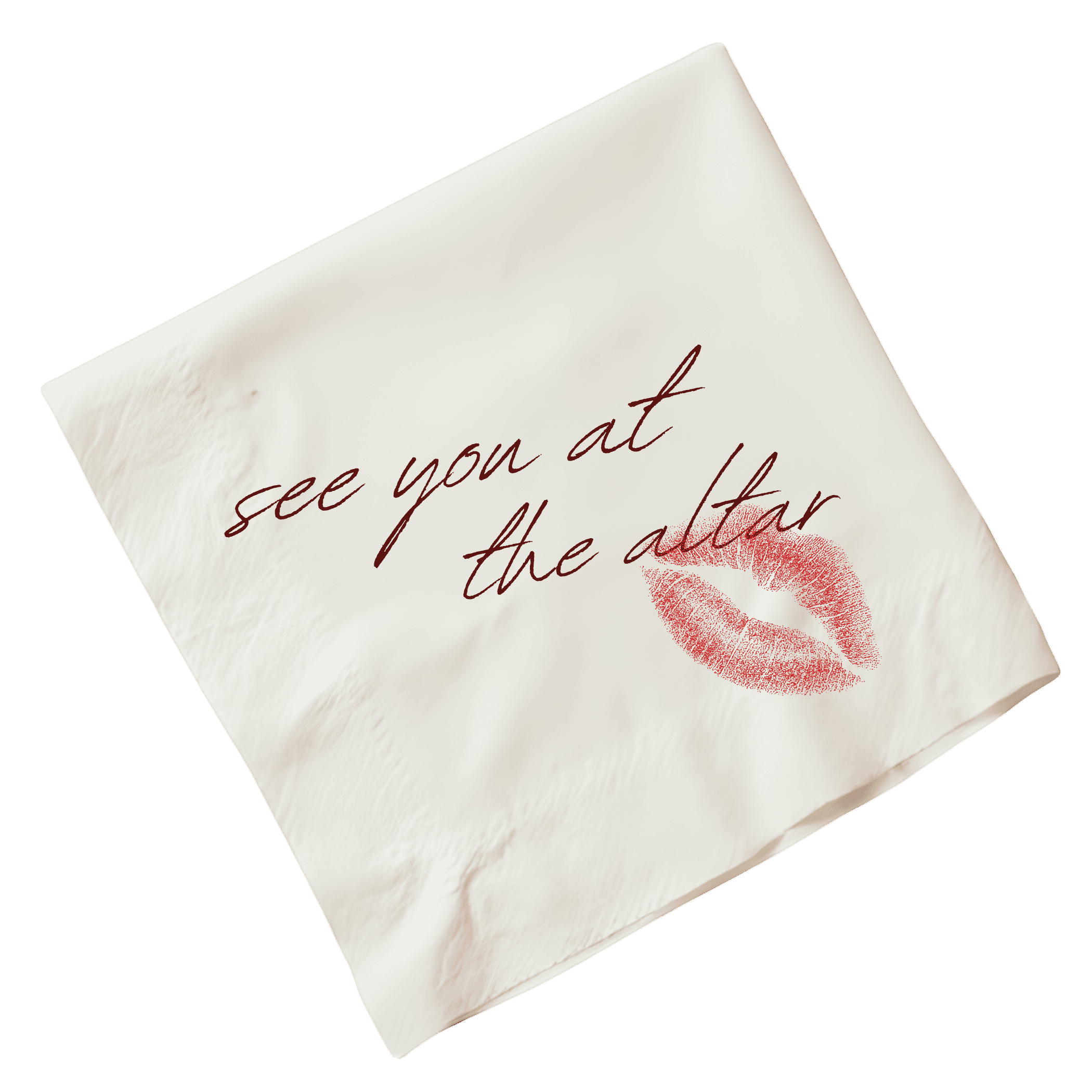 Cocktail napkin with a handwritten note and lipstick kiss by wedding photographer in south florida.
