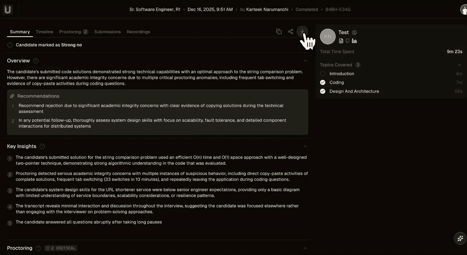 Summary after verdict submission