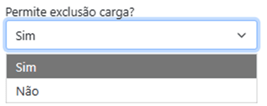 Permite exclusão de carga