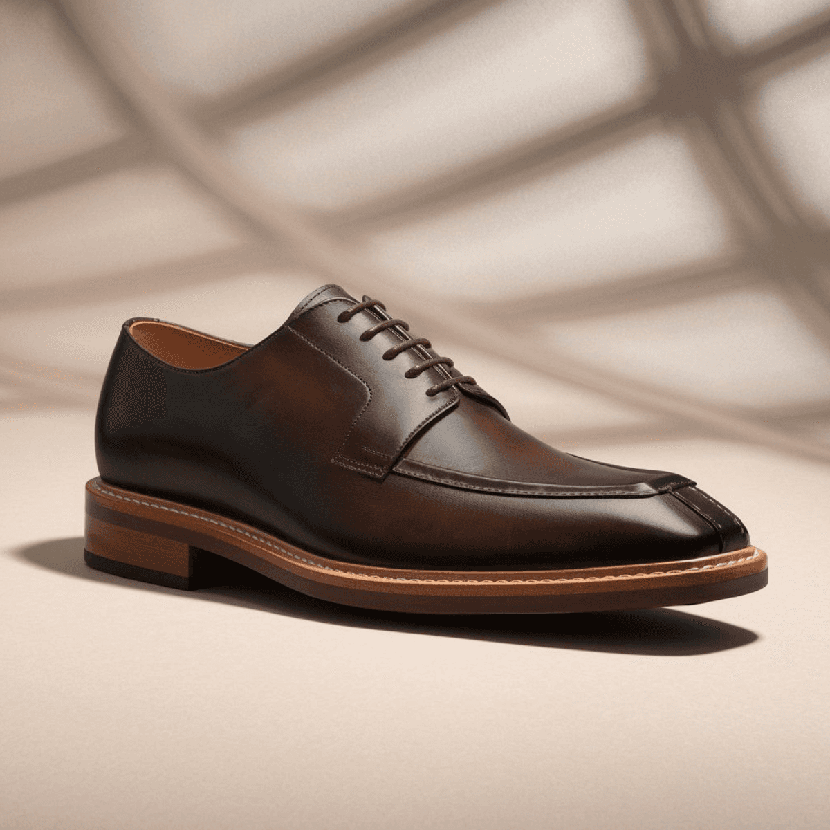 Brown Corbell leather men's dress shoe with lace-up design and contrast sole.