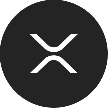 XRP Ripple cryptocurrency logo. White symbol of XRP on a black circle.