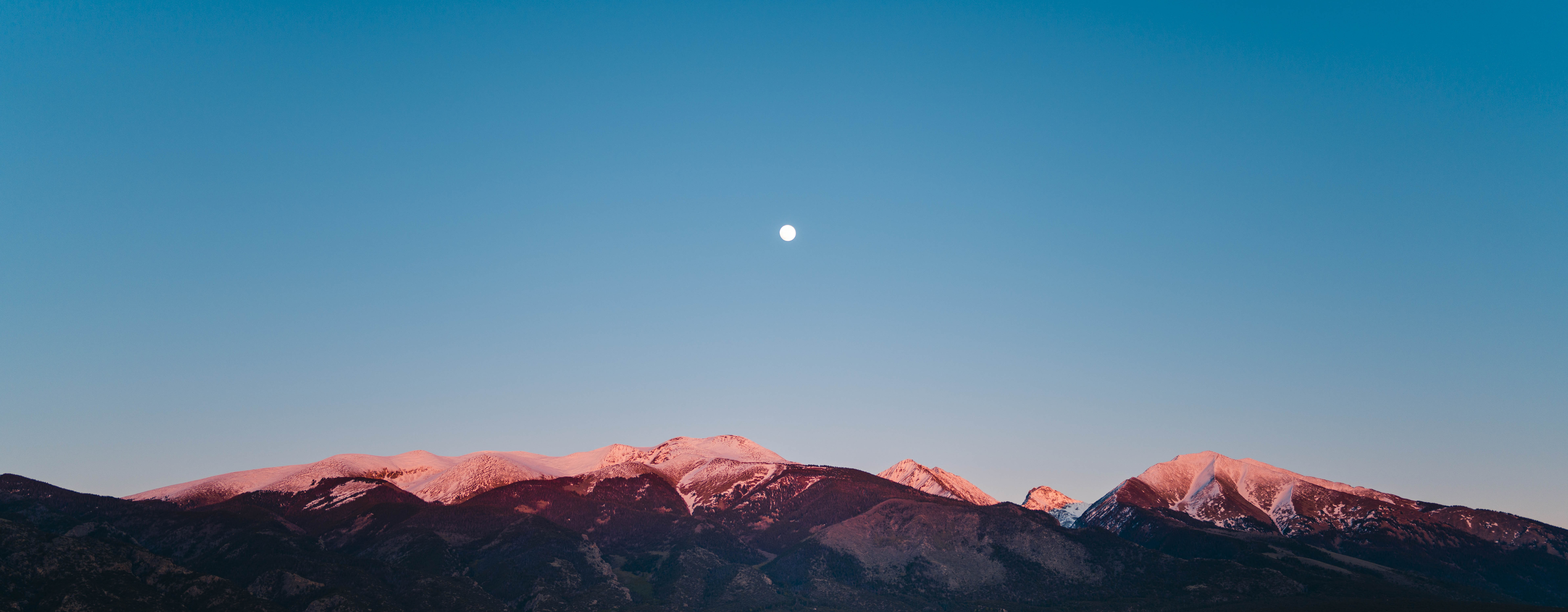 Moon Over Mountains in Colorado near Great Sand Dunes