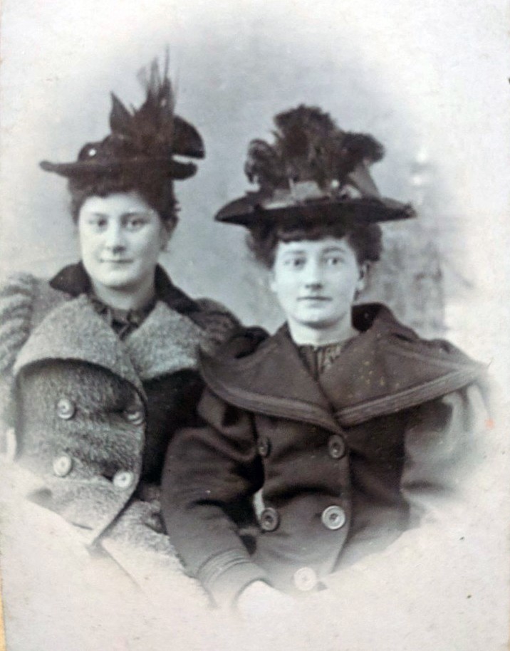  Mrs. Gunn (left) and Grandma Christine (right), were undoubtedly the height of fashion in Itasca Country at the turn of the century. Aunt Carolyn seems to recall that they made their own hats. 
